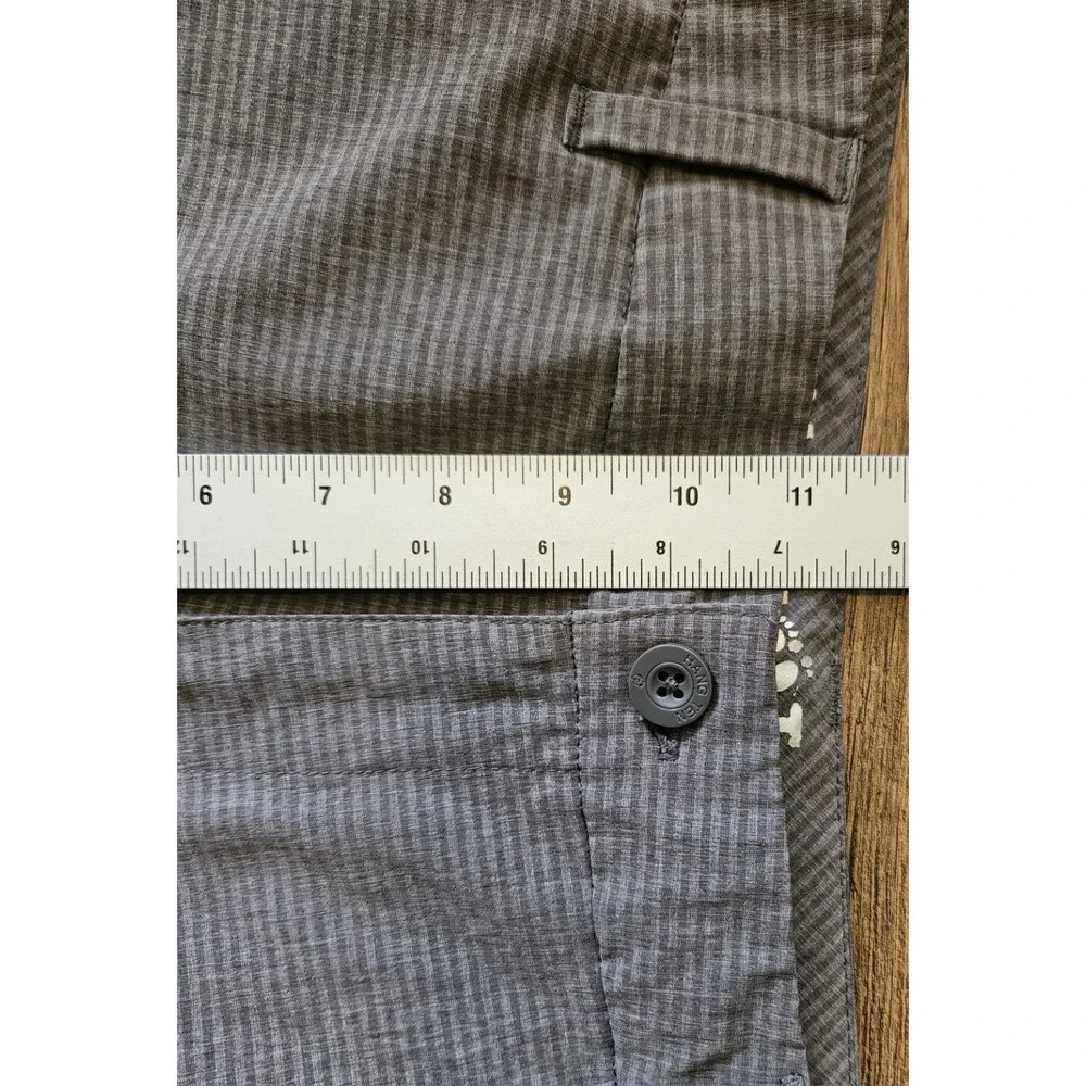 Hang Ten Shorts Men's 36 Gray Flat Front Chino Performance Polyester (35x10.5)
